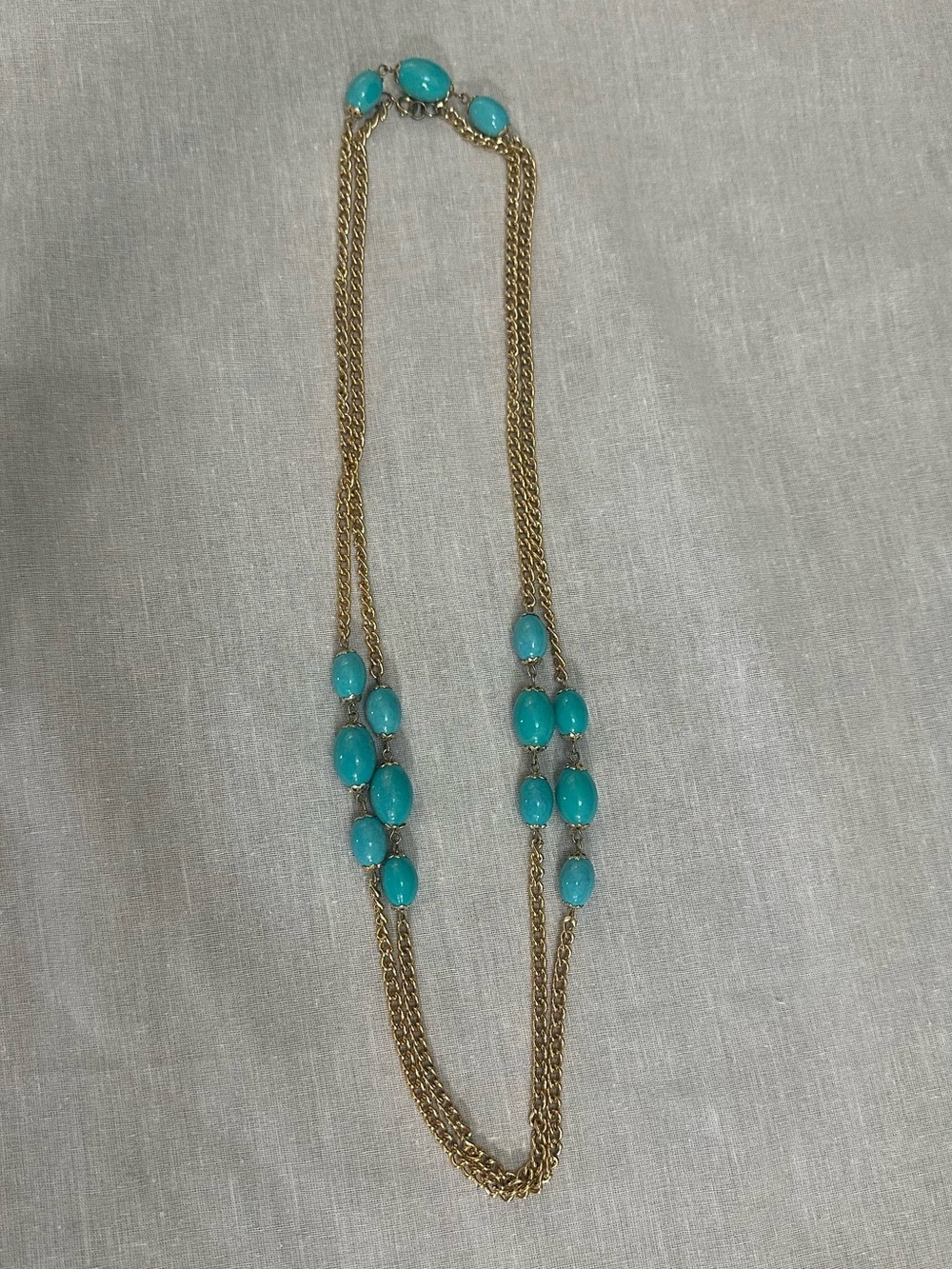 Gold Chain Necklace with Turquoise Beads